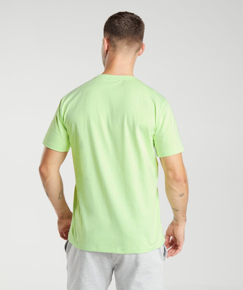 Men's Gymshark Crest T-Shirts Green | CA 06735N